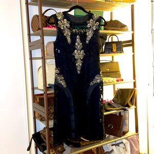 GORGEOUS Luxury Fancy Alberta Black and Jeweled Sleeveless Dress